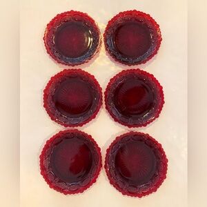 Vintage Avon 1876 Cape Cod Ruby Red Salad Dessert Plates 7.5” Set Of 6